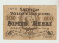 Latvia, Karlis Ulmanis (1918 - 1921). 100 Rubli 1919, L049038