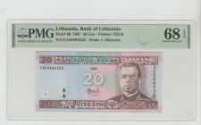 Lithuania, Algirdas Brazauskas (1993 - 1998). 20 Litu, 1997, Bank of Lathuania, Pick#60, Printer: TDLR, S/N EAD9684325 - Wmk: J. Maironis, 68 Superb G...