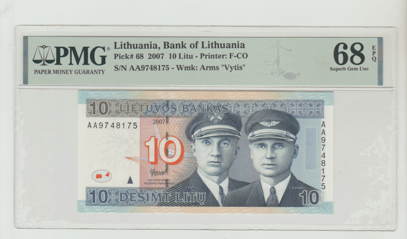 Lithuania, Valdas Adamkus (2004 - 2009). 10 Litu, 2001, Bank of Lathuania, Pick#...
