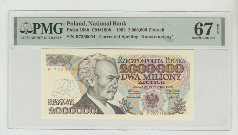 Poland, Lech Walesa (1990 - 1995). 2,000,000 Zlotych 1992, National Bank, Pick#1...
