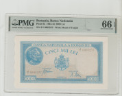 Romania, Michael I (1940 - 1947). 5000 Lei 1943-44, Pick#55, Banca Nationala, Pick#55, S/N J/1 0995237 - Wmk: Head of Trajan, 1910786-028