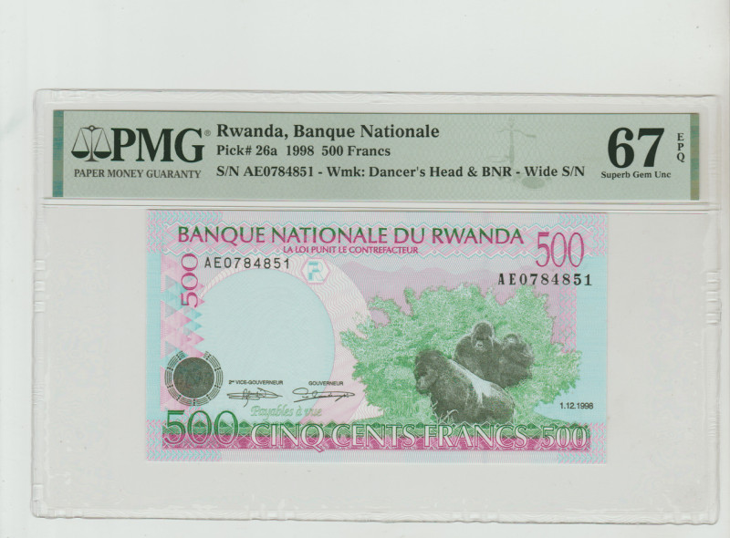 Rwanda, Paul Kagame (1994 - 2000). 500 Francs 1998, Banque Nationale, Pick#26a, ...