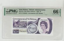 Saint Helena, Elizabeth II (1952 - 2022). British Administration, 50 Pence ND (1979), Pick#5a, Sign.#2, S/N V/1 013223 - Government of St. Helena, 66 ...