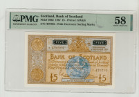 Scotland, Elizabeth II (1952 - 2022). 5 Pound 1967, Bank of Scotland, Pick#106d, Printer: GW&S, S/N 1470707 - With Electronic Sorting Marks, 58 Choice...