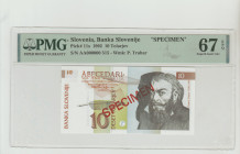 Slovenia, Milan Kucan (1991 - 2002). 10 Tolarjev 1992, Banka Slovenije, Pick#11s, S/N AA000000 515 - Wmk: P.Trubar, 67 Superb Gem Unc, "Specimen", 227...