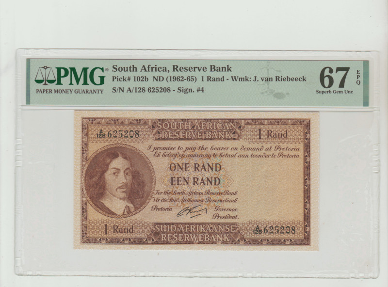 South Africa, Charles Robberts Swart (1961 - 1967). 1 Rand, ND (1962-65), Reserv...