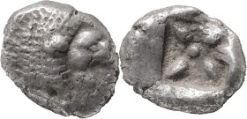 Greek Coins
Mysia, Cyzicus. Hemiobol circa 500-490, AR 1.10 g. Forepart of boar l.; behind, tunny. Rev. Head of lion l., with open jaws and tongue pro...