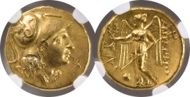 Greek Coins
Kings of Macedonia, Alexander III, circa 334-323 BC. AV Stater, early posthumous issue. Head of Athena r., wearing crested Corinthian helm...