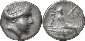 Greek Coins
Histiaia. Tetrobol circa III-II century BC, AR 1.55 g. Wreathed head of nymph Histiaia r. Rev. IΣT – AIEΩN Nymph seated r. on galley; belo...