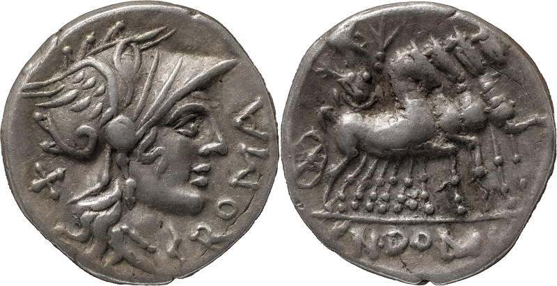 The Roman Republic
Cn. Domitius Ahenobarbus . Denarius 116 or 115, AR 3.92 g. He...