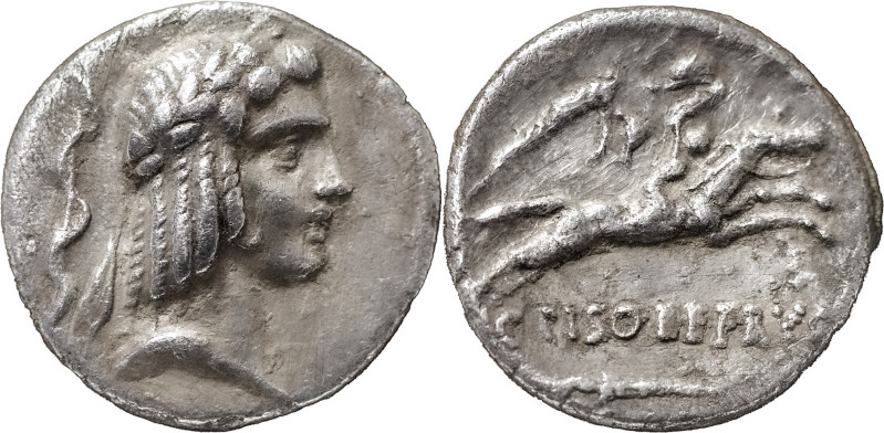 The Roman Republic
C. Piso L.f. Frugi, 61 BC. AR Denarius 3.81 g. Rome. Head of ...