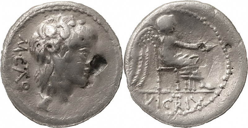 The Roman Republic
M. Cato. Quinarius 89, AR 1.36 g. M·CATO Ivy-wreathed head of...