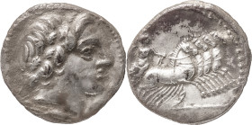 The Roman Republic
Anonymous Issues. AR Denarius, 3.89 g. 86 BC. Rome mint. Obv: laureate head of Apollo right, thunderbolt below. Rev: Jupiter in qua...