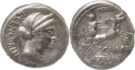The Roman Republic
P. Crepusius, C. Limetanus and L. Censorinus. Denarius 82, AR 3.75 g. L·CENSORIN Diademed, draped, and veiled bust of Venus r., wea...