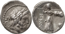 The Roman Republic
L. Procilius. Denarius 80, AR 3.48 g. Laureate head of Jupiter r.; behind, S·C. Rev. L·PROCILI / F Juno Sospita standing r., holdin...