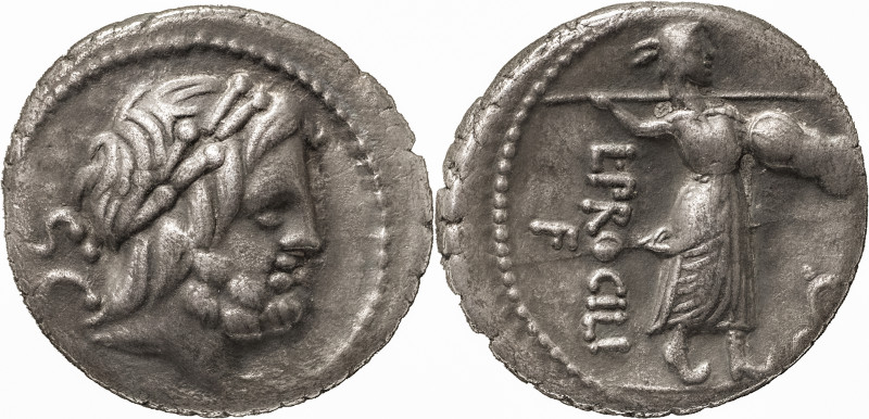 The Roman Republic
L. Procilius. Denarius 80, AR 3.39 g. Laureate head of Jupite...