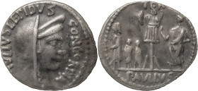 The Roman Republic
L. Furius Cn. f. Brocchus. Denarius 62, AR 3.85 g. PAVLLVS LEPIDVS – CONCORDIA Diademed and draped bust of Concordia r. Rev. Trophy...