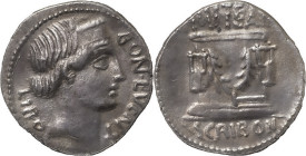 The Roman Republic
L. Scribonius Libo. Denarius 62, AR 3.31 g. BON EVENT – LIBO Diademed head of Bonus Eventus r. Rev. PVTEAL – SCRIBON Scribonian wel...
