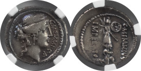 The Roman Republic
C. Memmius C. f. AR Denarius. Rome, 56 BC. Head of Ceres right, wearing wreath of grain ears; C•MEMMI•C•F downwards before. Rev Nak...