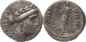 The Roman Republic
Man. Acilius Glabrio AR Denarius 3.75 g, Rome, 49 BC. Laureate head of Salus right; SALVTIS behind. Recv Salus standing to left, le...
