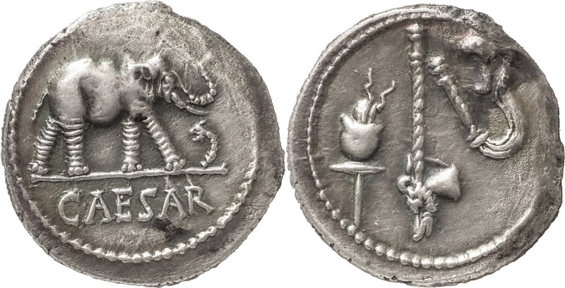 The Roman Republic
C. Iulius Caesar, mint moving with Caesar 49-48, AR Denarius ...