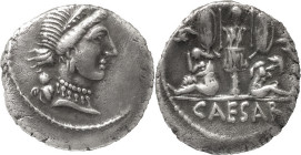The Roman Republic
C. Iulius Caesar. Denarius, Spain 46-45, AR 3.84 g. Diademed head of Venus r.; behind, Cupid. Rev. Two captives seated at sides of ...