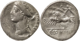 The Roman Republic
C. Considius Paetus. 46, AR Denarius 3.85 g. PAETI Laureate and diademed head of Venus l. Rev. Victory in prancing quadriga l., hol...