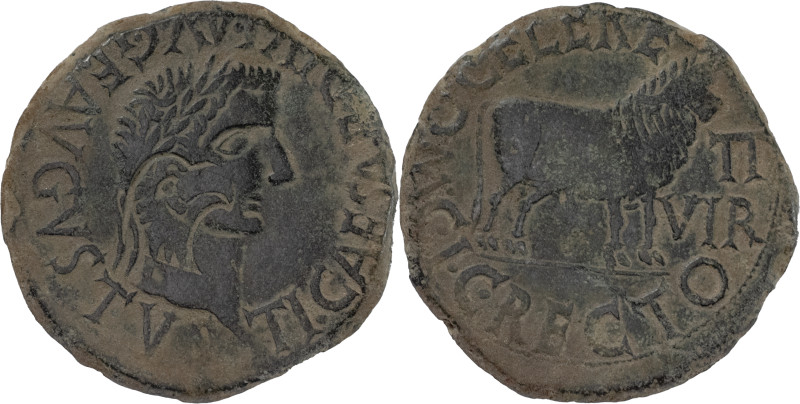 The Roman Empire
Tiberius. CALAGURRIS, Hispania. AD 14-37. AE As 12.21 g. TI CAE...