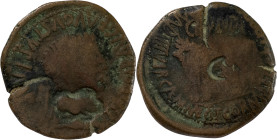 The Roman Empire
Tiberius. Clunia, Hispania. AD 14-37. AE As 10,59 g. TI. CAESAR. AVG. E AVGVSTVS. Laureate head of Tiberius right. CN. POMP. M. ANTO....