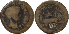 The Roman Empire
Tiberius. Sagunto, Hispania. AD 14-37. AE As 12,74 g. TI CAESAR DIVI AVG F AVGVS. Bare head of Tiberius right. L SEMP GEMINO L VAL SV...
