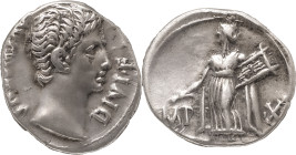 The Roman Empire
AUGUSTUS. Denarius, Lugdunum 15-13 BC, AR 18 mm, 3.76 g. AVGVSTVS – DIVI F Bare head r. Rev. IMP – X Apollo Citharoedus standing l., ...