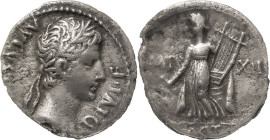 The Roman Empire
AUGUSTUS. Denarius, Lugdunum 15-13 BC, AR 18 mm, 3.47 g. AVGVSTVS – DIVI F Bare head r. Rev. IMP – X Apollo Citharoedus standing l., ...