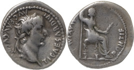 The Roman Empire
TIBERIUS. Lugdunum. "Tribute Penny" type. Circa 14-37. AR Denarius 3.63 g. TI CAESAR DIVI AVG F AVGVSTVS, Laureate head right / PONTI...