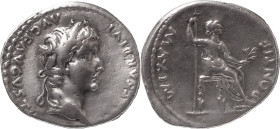 The Roman Empire
TIBERIUS. Lugdunum. "Tribute Penny" type. Circa 14-37. AR Denarius 3.72 g. TI CAESAR DIVI AVG F AVGVSTVS, Laureate head right / PONTI...