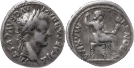 The Roman Empire
TIBERIUS. Lugdunum. "Tribute Penny" type. Circa 14-37. AR Denarius 3.71 g. TI CAESAR DIVI AVG F AVGVSTVS, Laureate head right / PONTI...