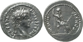 The Roman Empire
TIBERIUS. Lugdunum. "Tribute Penny" type. Circa 14-37. AR Denarius 3.72 g. TI CAESAR DIVI AVG F AVGVSTVS, Laureate head right / PONTI...