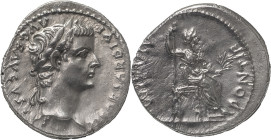 The Roman Empire
TIBERIUS. Lugdunum. "Tribute Penny" type. Circa 14-37. AR Denarius 3.75 g. TI CAESAR DIVI AVG F AVGVSTVS, Laureate head right / PONTI...