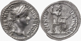 The Roman Empire
TIBERIUS. Lugdunum. "Tribute Penny" type. Circa 14-37. AR Denarius 3.72 g. TI CAESAR DIVI AVG F AVGVSTVS, Laureate head right / PONTI...