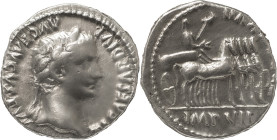 The Roman Empire
Tiberius, 14 – 37. Denarius, Lugdunum 15-16, AR 3.89 g. TI CAESAR DIVI – AVG F AVGVSTVS Laureate head r. Rev. TR POT XVII Tiberius in...