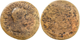 The Roman Empire
Galba, 68 – 69. AE Sestertius 17.76 g. SER GALBA IMP – CAES AVG Draped and oak-wreathed bust r. Rev. ?. Poor Fine.