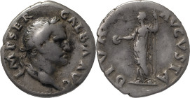 The Roman Empire
Galba, 68 – 69. July 68-January 69, AR denarius 3.24 g. IMP SER GALBA – CAESAR AVG Laureate and draped bust r. Rev. DIVA – AVGVSTA Li...