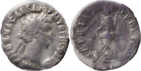 The Roman Empire
NERVA. Rome. Circa 96-98. AR Denarius 3.17 g. IMP NERVA CAES AVG P M TR P COS III P P, Laureate head right / LIBERTAS PVBLICA, Libert...