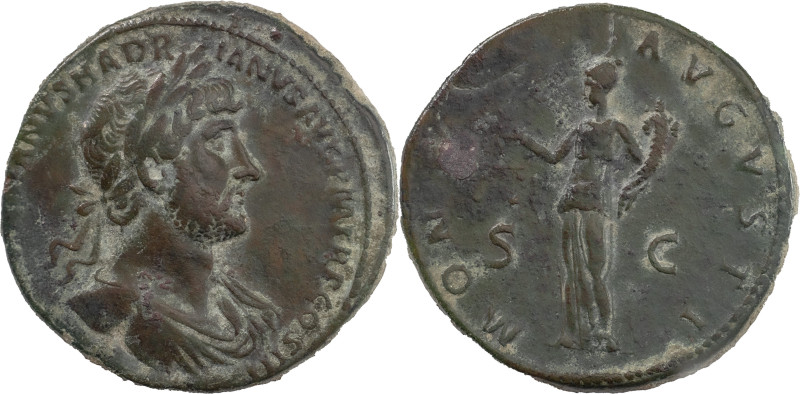 The Roman Empire
HADRIAN. Rome. Circa 117-138. AE Sestertius 25.61 g. IMP CAESAR...