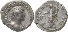 The Roman Empire
HADRIAN. Rome. Circa 117-138. AR Denarius 3.07 g. IMP CAESAR TRAIAN HADRIANVS AVG, Laureate bust right, with slight drapery / P M TR ...
