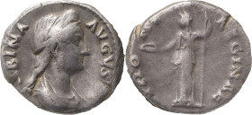 The Roman Empire
SABINA (Augusta). Rome. Circa 128-136/7. AR Denarius 2.86 g. SABINA AVGVSTA, Diademed and draped bust right / IVNONI REGINAE, Juno st...