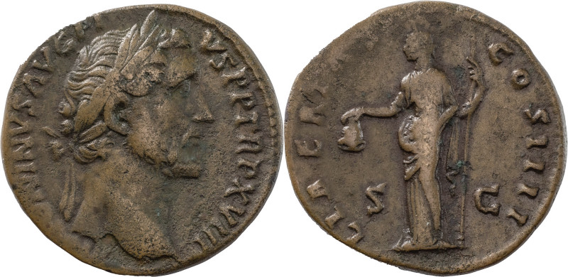 The Roman Empire
Antoninus Pius augustus, 138 – 161, Æ Sestertius 25.84 g. ANTON...