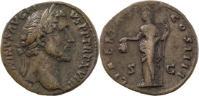 The Roman Empire
Antoninus Pius augustus, 138 – 161, Æ Sestertius 25.84 g. ANTONINVS AVG PI – VS P P TR P XVII Laureate head r. Rev. LIBERTAS – COS II...