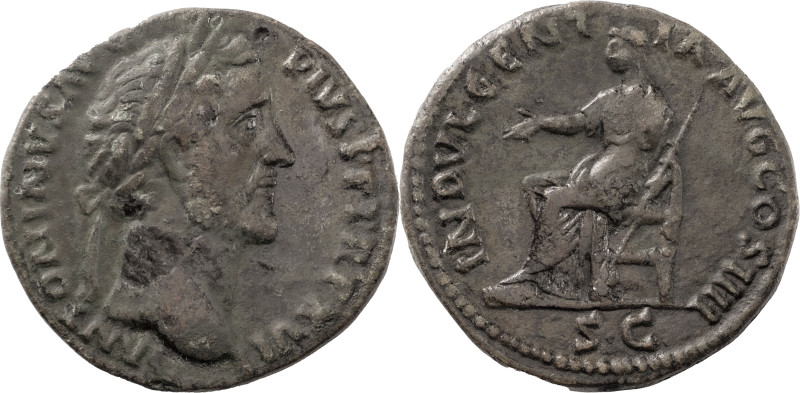 The Roman Empire
ANTONINUS PIUS. Rome. Circa 138-161. AE Sestertius 22.45 g. ANT...