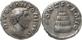 The Roman Empire
DIVUS ANTONINUS PIUS. Rome. Circa 138-161. AR Denarius 2.85 g. DIVVS ANTONINVS, Bareheaded bust right, with slight drapery / CONSECRA...