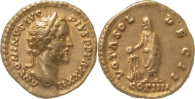 The Roman Empire
Antoninus Pius augustus, 138 – 161, AV Aureus 7.32 g. ANTONINVS AVG - PIVS P P TRP XXII Laureate and cuirassed bust r. Rev. VOTA SOL ...